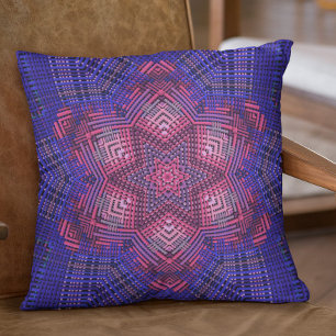 Coussin Tisser Mandala rose et bleu