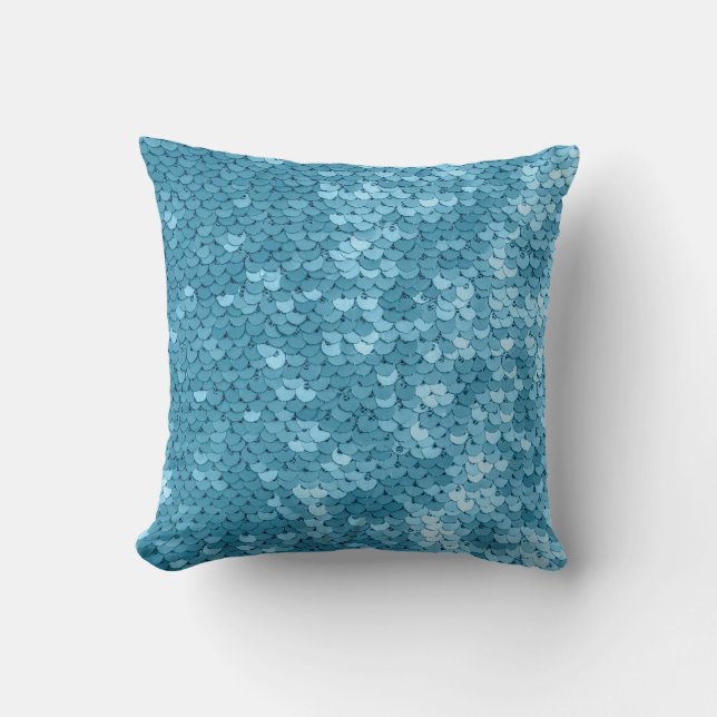 Coussin Tissu brillant bleu ciel avec paillettes, dossier  (Recto)