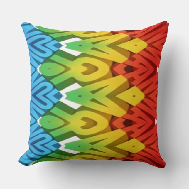 Coussin Tissu classique vibrant de couleur motif zigzag (Recto)