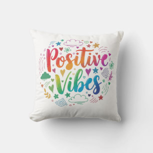 Coussin Tissu de jeté à texte motivationnel – Vibes Positi