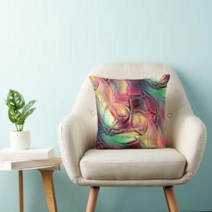 Coussin 'tissu de plage' effiloché rouge à vert