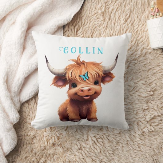 Coussin Tissu d'oreiller en aquarelle papillon vache des H (Couverture)