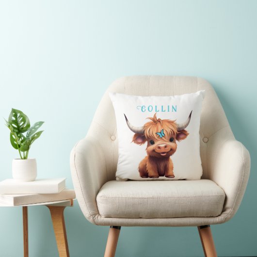 Coussin Tissu d'oreiller en aquarelle papillon vache des H (Chaise)