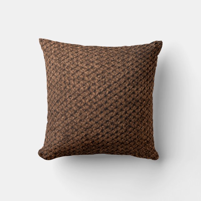 Coussin Tissu écrasé : Élégance Brown foncée (Recto)