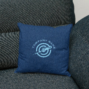 Coussin Tissu en denim bleu typographie personnalisée