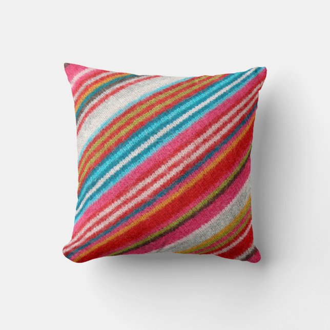 Coussin Tissu en laine rayé. Plus de tissus dans mon port. (Recto)