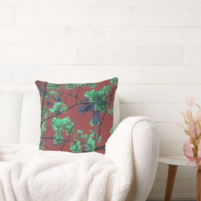 Coussin Tissu Floral, Rouge (Canapé)