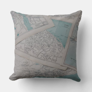 Coussin Tissu jeté de l'univers du cartographe vintage