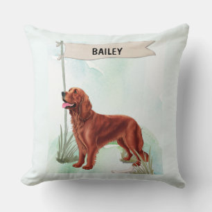 Coussin Tissu personnalisé à l'aquarelle Setter Irlandais