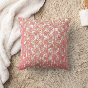 Coussin Tissu rose éclatant avec une couche florale comple