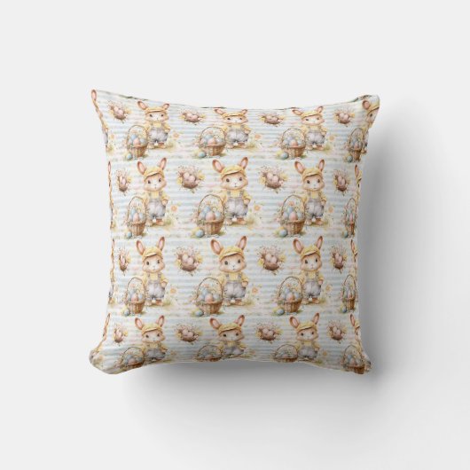 Coussin Tissu sans couture Lapin de Pâques – Lapin Mignon (Recto)