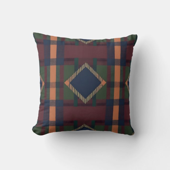 Coussin tissu vintage plaid (Recto)