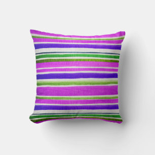 Coussin Tissu Vintage rayé rose violet