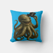 Coussin Title octopus in top hat, whimsical nautical art (Recto)