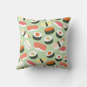Coussin Titre : Motif transparent de sushi japonais mignon