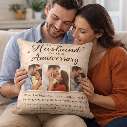 Coussin To My Husband Anniversary Romantic Photo Collage