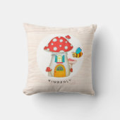 Coussin Toadstool Whimsical Gnome Texture en bois de cuve (Recto)