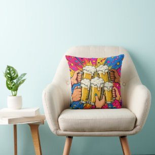 Coussin Toast au Chope Bière Pop Art
