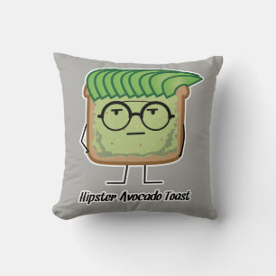 Coussin Toast Hipster de l'Avocado lunettes de poils grais