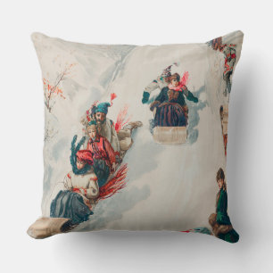 Coussin "Tobogganage", Chromolithographie, Louis Prang & C
