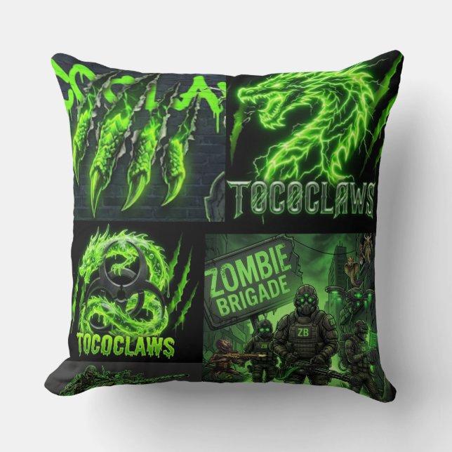Coussin TOCOCLAWS Néon Vert Dragon Électrique - Million Ve (Recto)