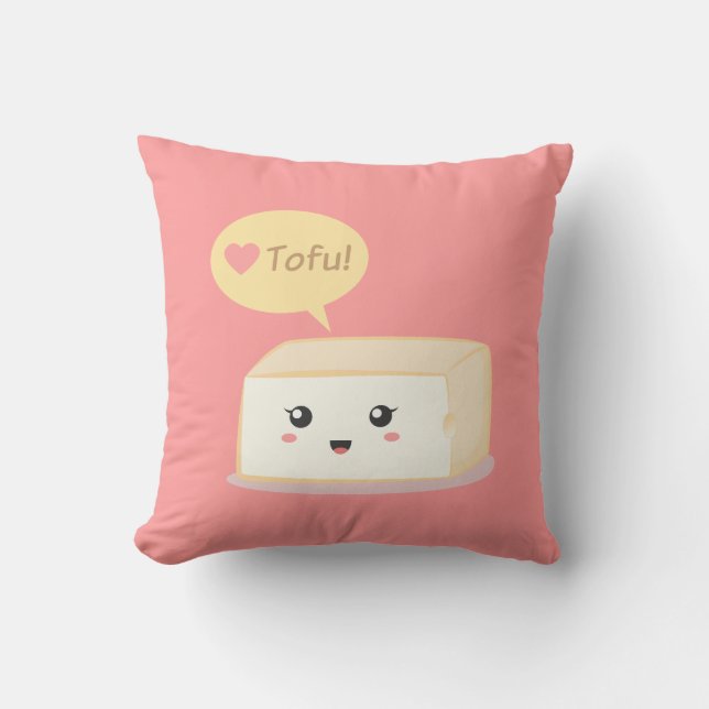 Coussin Tofu de Kawaii demandant à des personnes d'aimer (Recto)