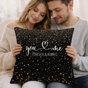 Coussin Toi & Moi Pour Toujours et Toujours Paillettes Or 