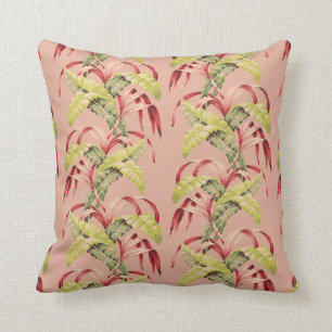 Coussin Toile-à-écorce Vintage à feuillage tropical ros