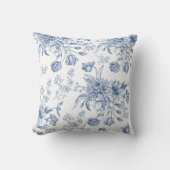 Coussin Toile bleu fleurit le carreau (Recto)