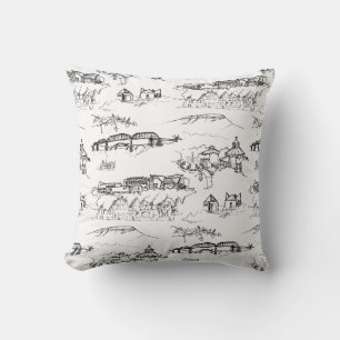 Coussin Toile Chattanooga noir et blanc