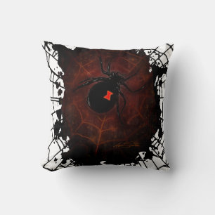 Coussin Toile d'araignée noire esthétique gothique effraya