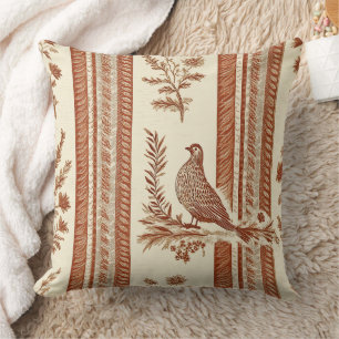 Coussin Toile de Cottage Poule Terre Cuite Motif Floral