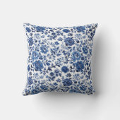 Coussin Toile de Jouy Bleu Blanc Chinoiserie Aquarelle Flo (Verso)