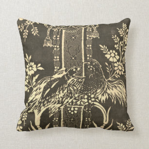 Coussin Toile de jouy Illustration Vintage Black White