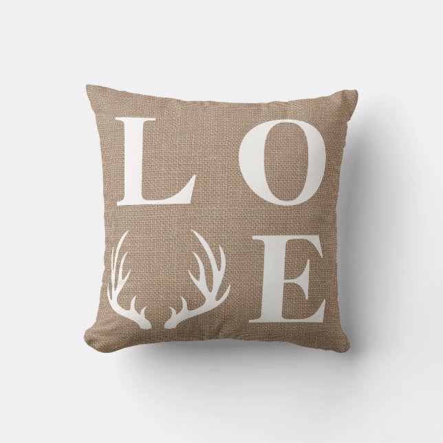 Coussin Toile de jute blanche rustique de Faux d'amour (Recto)