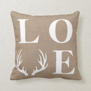 Coussin Toile de jute blanche rustique de Faux d'amour
