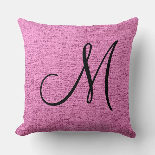 Coussin Toile de Monogramme rose Élégant (Recto)