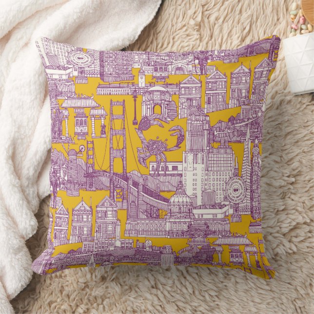 Coussin toile de San Francisco violet jaune (Couverture)