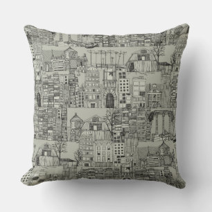 Coussin toile dystopique mono