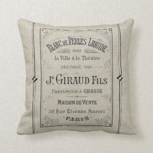 Coussin Toile française de Paris France d'annonce de