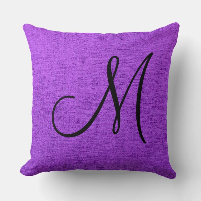 Coussin Toile violette Monogramme (Recto)