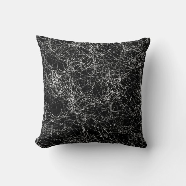 Coussin Toiles d'araignée noires et argentées Chic Hallowe (Recto)