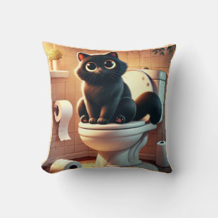 Coussin Toilettes de chat noir - Amusante salle de bain Ar
