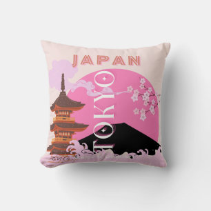 Coussin Tokyo Japon Art de Voyage, Art de Voyage Rétro, Ro