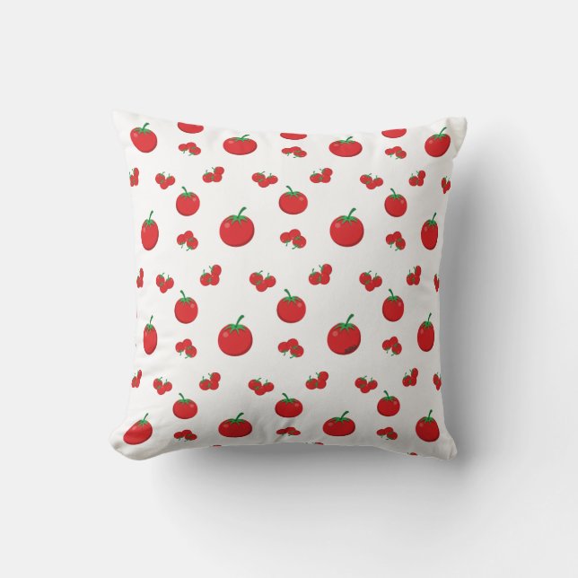 Coussin Tomates Rouges sur Fond Blanc (Recto)