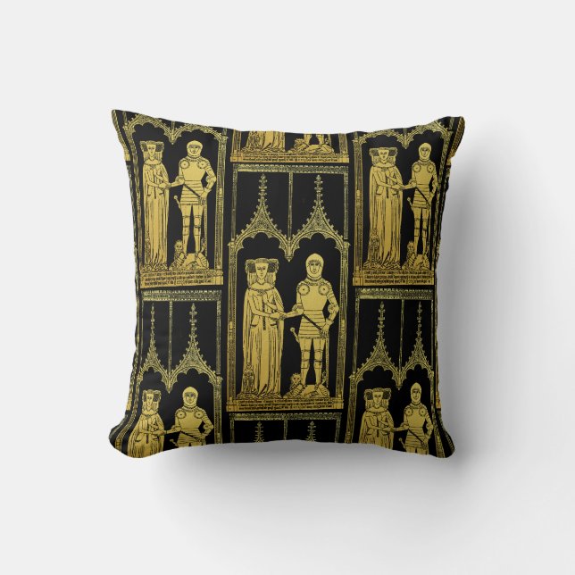 Coussin Tombeau médiéval en laiton Rubbing Chevalier, Dame (Recto)
