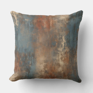 Coussin Tonalité Terre Abstraite Bleu Rouille Beige