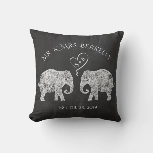Coussin TONNES D'AMOUR | Elephant Couple personnalisé mari (Recto)