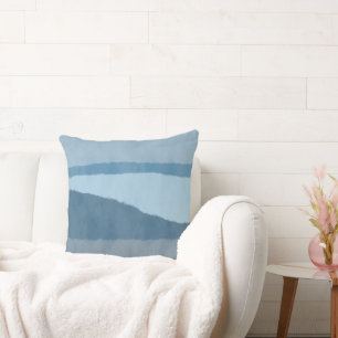 Coussin Tons Abstraits côtiers de l'oreiller à lancer bleu