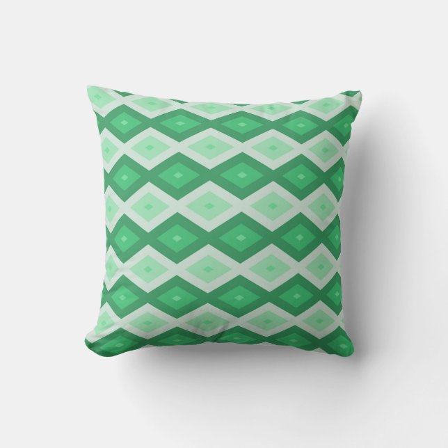 Coussin Tons de motif diamant vert (Recto)